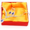 Blue Teardrop Stud Dangle Earrings and Necklace Crystal Jewelry Set, Thank You for Helping Us Tie The Knot Gift Y1799 view 3