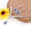Blue Teardrop Stud Dangle Earrings and Necklace Crystal Jewelry Set, Thank You for Helping Us Tie The Knot Gift Y1799 view 4