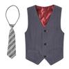 Toddler Suit for Boys Tuxedo Vest Set Dress Clothes for Wedding Kids Grey Ring Bearer Suits Formal Dresswear Size 6 view 4