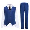 Mosedou Boys Suits Vest Set for Kids Toddler Tuxedo Suit Blue Stripe Formal Dress Pants and Vest Set Wedding Outfit Size 4 view 1