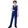 Mosedou Boys Suits Vest Set for Kids Toddler Tuxedo Suit Blue Stripe Formal Dress Pants and Vest Set Wedding Outfit Size 4 view 2
