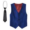 Mosedou Boys Suits Vest Set for Kids Toddler Tuxedo Suit Blue Stripe Formal Dress Pants and Vest Set Wedding Outfit Size 4 view 4
