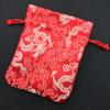 Only My Live Home Small Dragon Pattern Jewelry Gift Pouch Drawstring Chinese Style Silk Brocade Pouch Jewelry Packaging Women Jewellery Storage Bag with Lined (10, Red) view 2