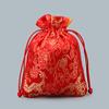 Only My Live Home Small Dragon Pattern Jewelry Gift Pouch Drawstring Chinese Style Silk Brocade Pouch Jewelry Packaging Women Jewellery Storage Bag with Lined (10, Red) view 3