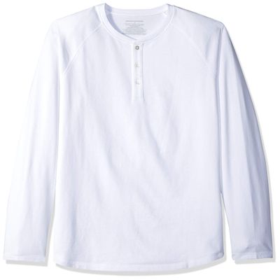 Amazon Essentials Long Sleeve Shirt for Men, Regular-Fit Henley, Available in Big & Tall, White, 3X-Large