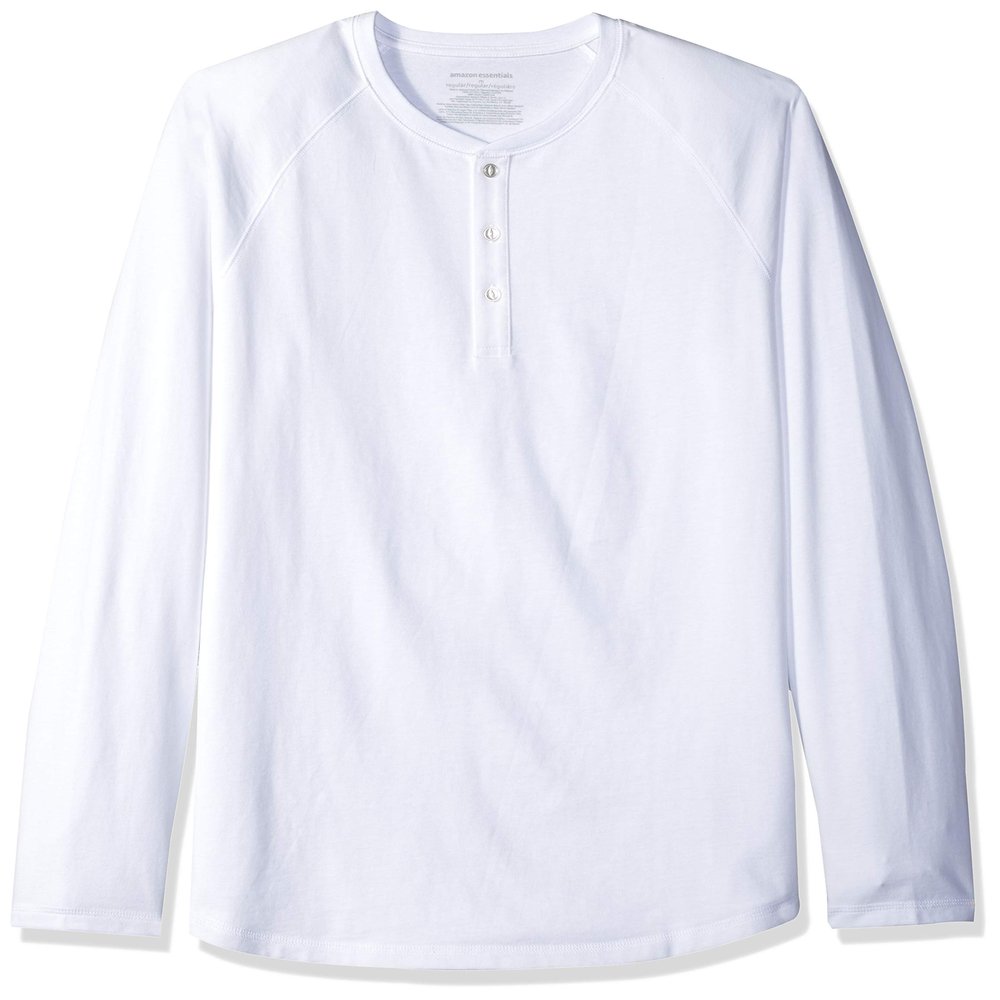 Amazon Essentials Long Sleeve Shirt for Men, Regular-Fit Henley, Available in Big & Tall, White, 3X-Large