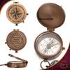 Personalized Custom Compass (6 Designs) Engraved on a Brass Compass - Vintage Style Working Compass in a Gift Box view 2
