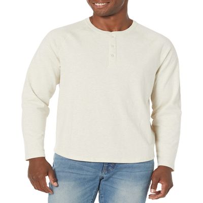 Amazon Essentials Long Sleeve Shirt for Men, Regular-Fit Henley, Available in Big & Tall, Oatmeal Heather, 3X-Large