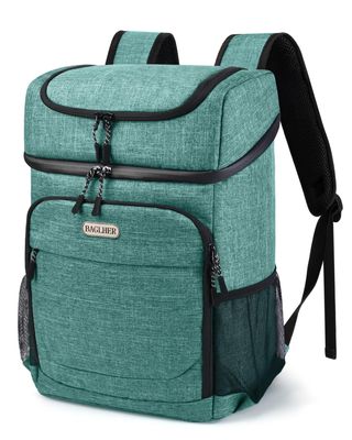 BAGLHER Cooler Backpack 30 Cans, Leakproof Waterproof Cooler Bag with 5 Reusable Ice Pack for Camping, Beach, Hiking, Green