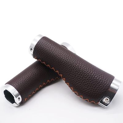 BBxunsless Mountain Bike Handlebar Lever Grips Vintage Handmade Leather Bike Grips Handlebar Inner Diameter 22.2mm Length 135mm for MTB BMX Mountain Bike (Brown-B)