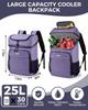 BAGLHER Cooler Backpack 30 Cans, Leakproof Waterproof Cooler Bag with 5 Reusable Ice Pack for Camping, Beach, Hiking, Purple view 2