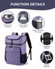 BAGLHER Cooler Backpack 30 Cans, Leakproof Waterproof Cooler Bag with 5 Reusable Ice Pack for Camping, Beach, Hiking, Purple view 3