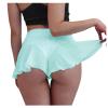 Womens Dance Booty Shorts Sexy High Waisted Pleated Tennis Skirts Ruffled Sheer Hot Short Pant Athletic Golf Yoga Shorts Blue view 1