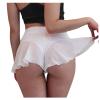 Womens Dance Booty Shorts Sexy High Waisted Pleated Tennis Skirts Ruffled Sheer Hot Short Pant Athletic Golf Yoga Shorts White view 1
