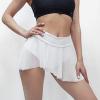 Womens Dance Booty Shorts Sexy High Waisted Pleated Tennis Skirts Ruffled Sheer Hot Short Pant Athletic Golf Yoga Shorts White view 2