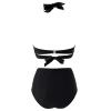QWENTMTNTY Womens Two Piece High Waisted Swimsuit Solid Color Swimwear Pleated Padded Halter Top Tummy Control Bathing Suit view 4