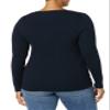 Amazon Essentials Women's Long-Sleeve Sweater Fine Gauge Stretch Scoop Neck, Available in Plus Sizes, Navy, Large view 2