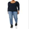 Amazon Essentials Women's Long-Sleeve Sweater Fine Gauge Stretch Scoop Neck, Available in Plus Sizes, Navy, Large view 3