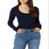 Amazon Essentials Women's Long-Sleeve Sweater Fine Gauge Stretch Scoop Neck, Available in Plus Sizes, Navy, Large view 4