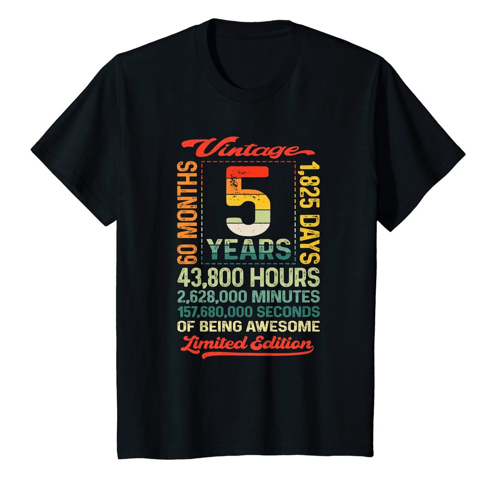 Kids Vintage 5th Birthday 5 Years 60 Months Of Being Awesome Kids T-Shirt