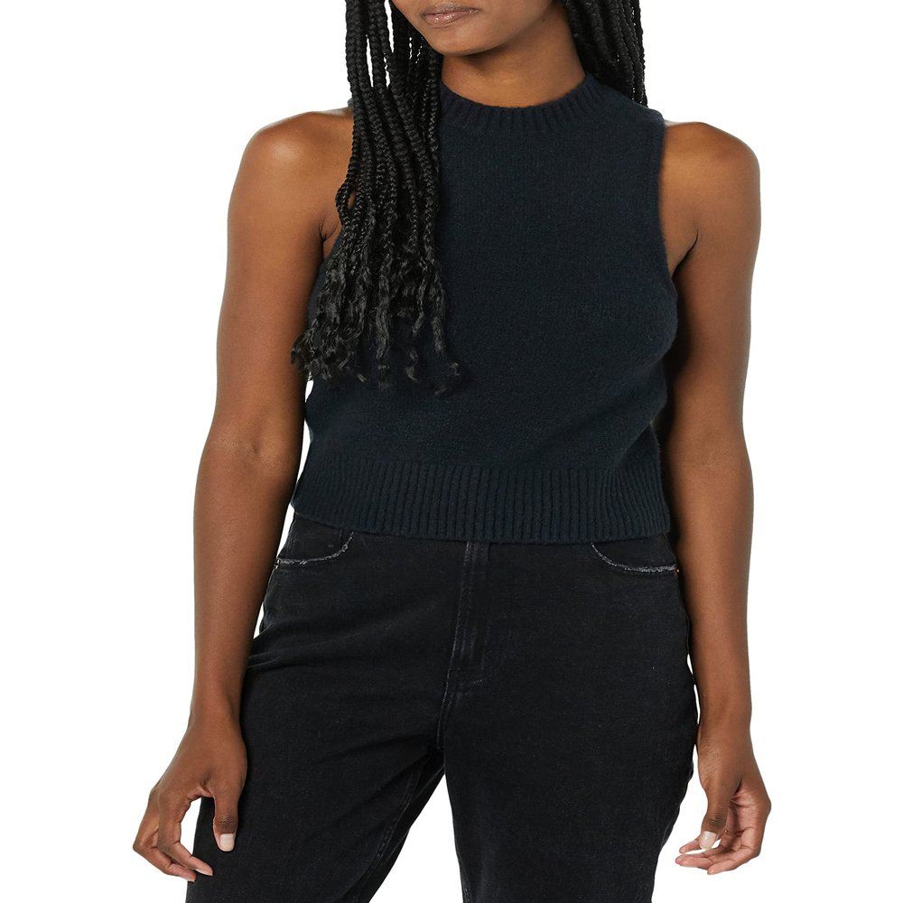 Amazon Essentials Women's Boucle Sweater Tank Top (Previously Daily Ritual), Black, Medium