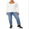 Amazon Essentials Women's Long-Sleeve Sweater Fine Gauge Stretch Scoop Neck, Available in Plus Sizes, Ivory, 3X view 3