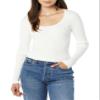 Amazon Essentials Women's Long-Sleeve Sweater Fine Gauge Stretch Scoop Neck, Available in Plus Sizes, Ivory, 3X view 4