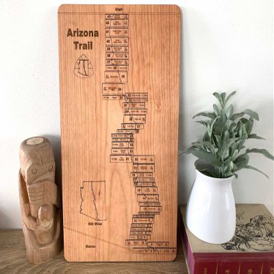 Arizona Trail Section Hiker AZ Trail Tracker Sign | Thru Hiking Wooden Map | Arizona Section and Through Hiker Board | Wood Mountain Map (Cherry)