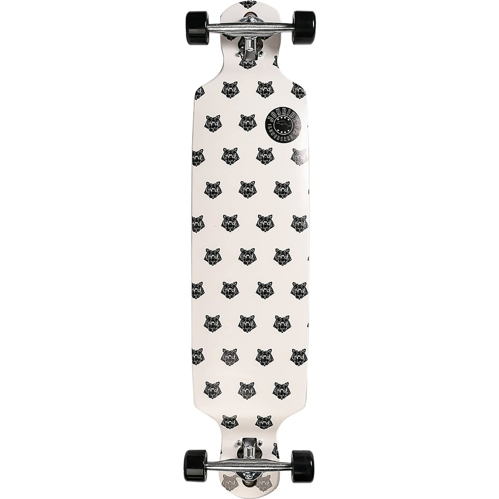 Joyride Tiger Pattern Drop Through Complete Longboard Skateboard -39 White/Black