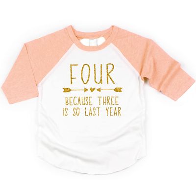 Bump and Beyond Designs Fourth Birthday Girl Shirt Four Year Old Girl Birthday Outfit (Peach/Gold 4T)