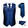 Barry.Wang Royal Blue Vest for Men Paisley Silk Jacquard Waistcoat Ties Handkerchief Cufflinks Set Business/Leisure 5PCS view 1
