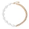 BERRICLE Imitation Pearl Statement Fashion Curb Chain Necklace for Women 16 inch, Rose Gold Flashed view 1