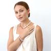 BERRICLE Imitation Pearl Statement Fashion Curb Chain Necklace for Women 16 inch, Rose Gold Flashed view 2