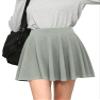 MBJ WB2382 Women's Casual Mini Flared Plain Pleated Skater Skirt with Shorts L Grey view 1