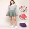 MBJ WB2382 Women's Casual Mini Flared Plain Pleated Skater Skirt with Shorts L Grey view 2