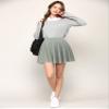 MBJ WB2382 Women's Casual Mini Flared Plain Pleated Skater Skirt with Shorts L Grey view 4