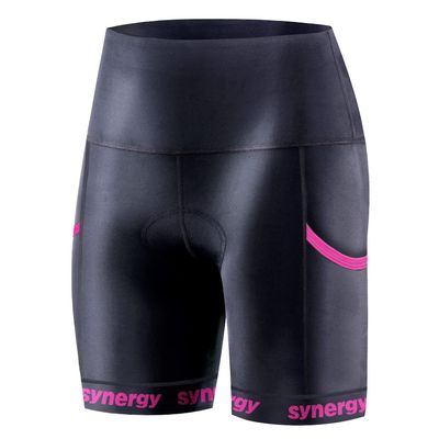 Synergy Women's Race Wide Band Tri Shorts (Black/Hot Pink, XX-Large)