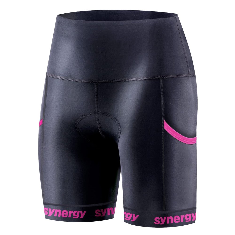Synergy Women's Race Wide Band Tri Shorts (Black/Hot Pink, XX-Large)