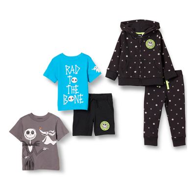 Amazon Essentials Disney | Marvel | Star Wars Toddler Boys' Outfit Sets, Pack of 5, Nightmare Santa Jack, 3T