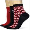 HUGO womens Three Pack Cotton Mix Ankle Casual Sock, Red/Red All Over Logo/Black Logo, 3 9 US view 1