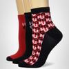 HUGO womens Three Pack Cotton Mix Ankle Casual Sock, Red/Red All Over Logo/Black Logo, 3 9 US view 2
