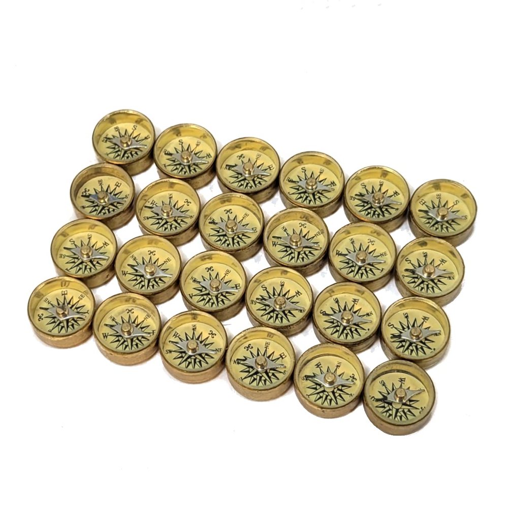 Survival Button Compass | Small, Inexpensive, Air-damped Brass Compasses | Great for Survival Kits, School Teaching Projects, Jewelry Making, Camping, and Hiking (Small - 24 Pieces)