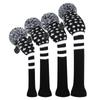 Scott Edward Knitted Golf Head Covers 4PCS Handmade Fit Well for Driver and Fairway Woods with Long Neck Pom Pom Golf Club Headcovers Set (Black Star) view 1