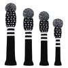 Scott Edward Knitted Golf Head Covers 4PCS Handmade Fit Well for Driver and Fairway Woods with Long Neck Pom Pom Golf Club Headcovers Set (Black Star) view 2