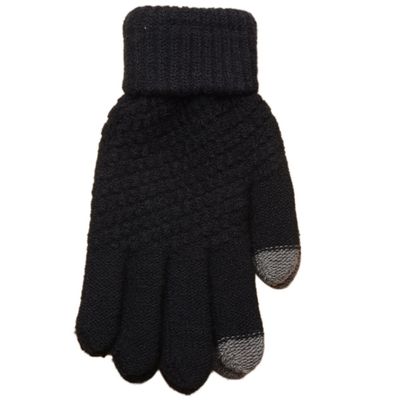 ink2055 Women Man Winter Soft Knit Touch Screen Gloves Texting Capacitive Black One Size