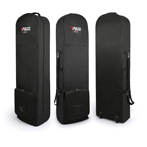 Golf Aviation Bag Women Men Lightweight Golf Air Bag Waterproof Nylon with Wheel Convenient Package Foldable Golf Clubs Bags Travel Protective Cover (Black)