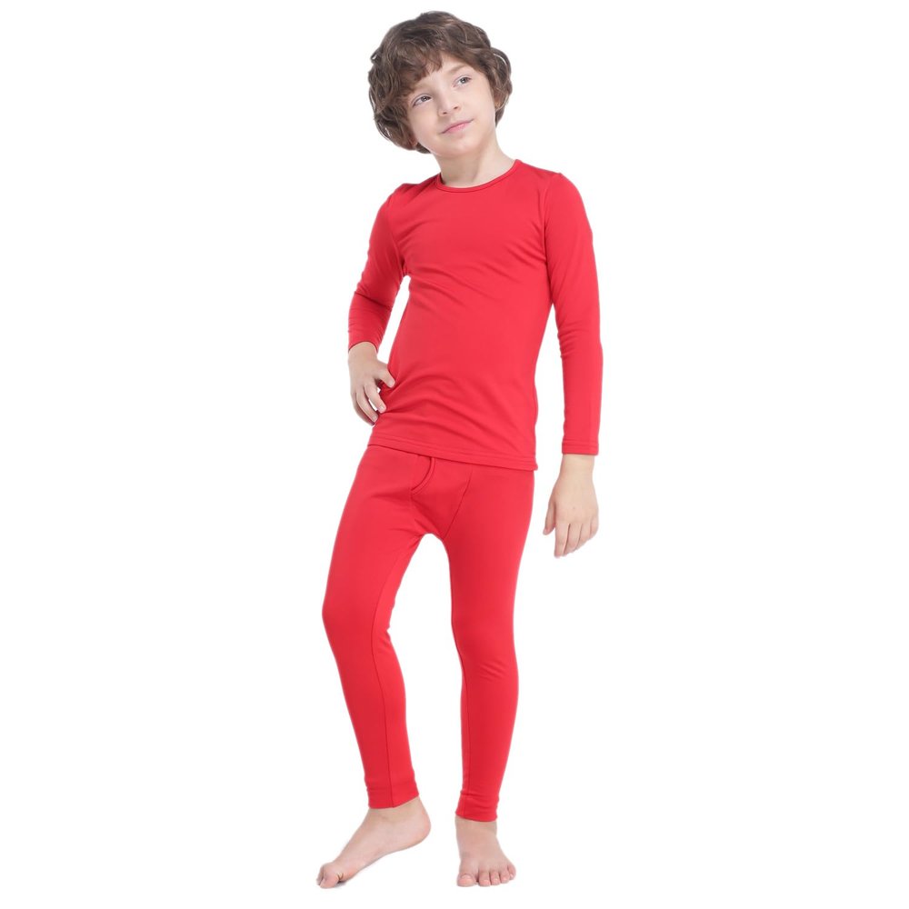 GAZIAR Thermal Underwear for Boys Fleece Lined Long Johns Set for Kids Ultra Soft Base Layer Red 9-10Y Medium