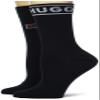 HUGO womens Two Pack Logo Detail Soft Cotton Casual Sock, Metal Black, 3 9 US view 1