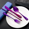 Boulder Bee | Travel Utensils Set | Reusable Camping Cutlery Set | Stainless Steel Flatware Set | Portable Silverware Set with Case | Includes Knife/Fork/Spoon/Straw/Cleaning Cloth/Case (Purple) view 3