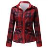 Womens Sexy Button Front PU Faux Leather Shirts Plus Size Long Sleeve Rolled up Lapel Neck Casual Slim Fit Tops Blouse B-red view 2